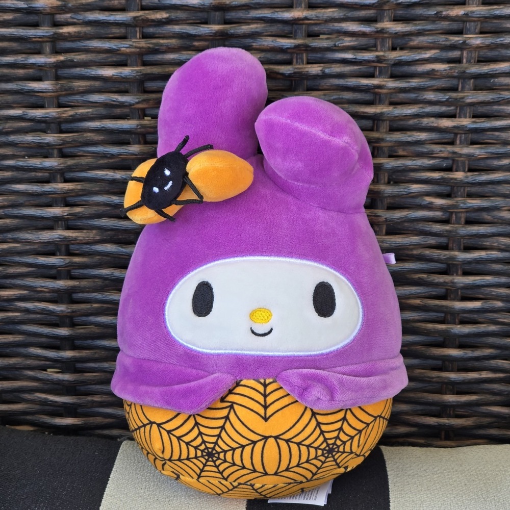 Squishmallows Sanrio My Melody 8" Halloween Pumpkin Spiderweb Plush NWT 2025